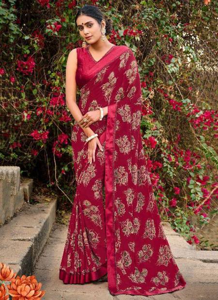 Red Colour Mintorsi Kadambari Latest Fancy Regular Wear Designer Printed Saree Collection 26502